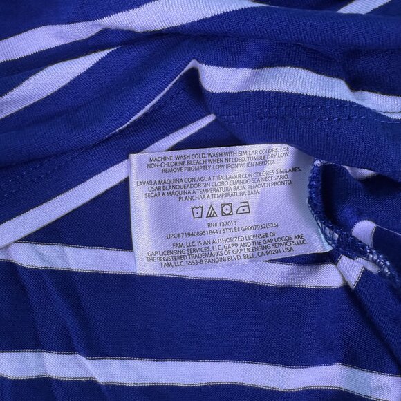 Gap Women's Soft Jersey Relaxed Short Sleeve V-Neck Top Size L Blue Striped E871 - Picture 4 of 9